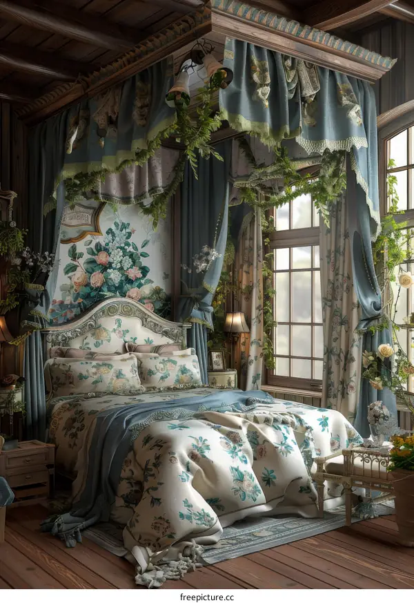 Charming Vintage Bedroom with Floral Decor