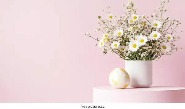 Spring Floral Arrangement on Pink Background