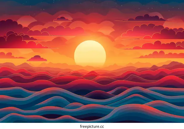 Sunset Over the Ocean
