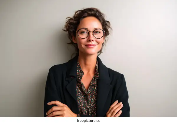 Confident Business Woman Portrait Against Light Background