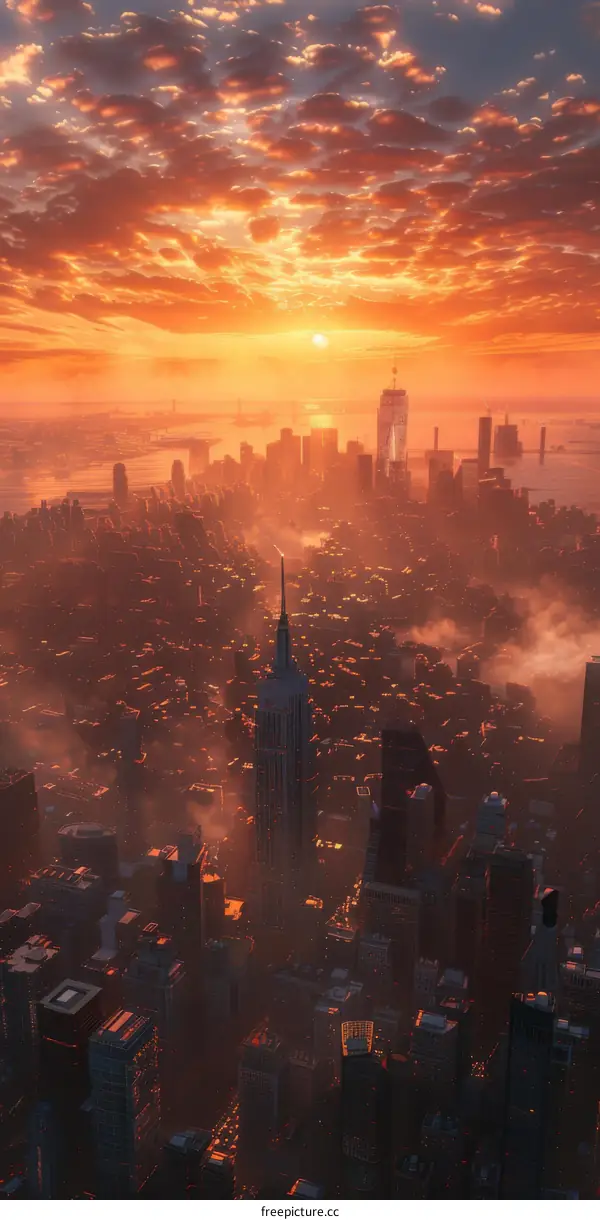 New York City Skyline at Sunset