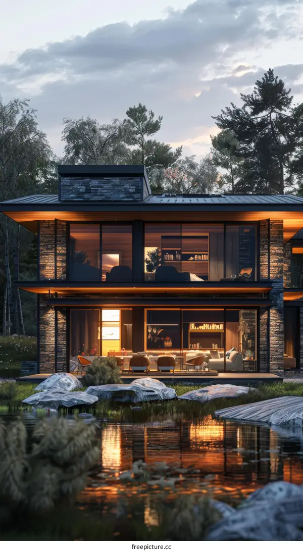 The beauty of modern architecture surrounded by nature