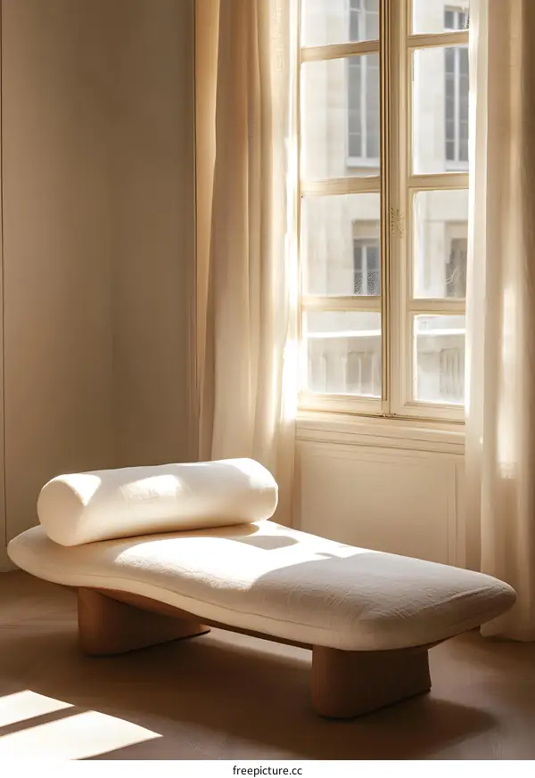 Modern White Chaise Lounge in a  Sunlit Room