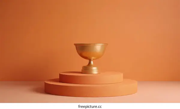 Golden Trophy on a Peachy Display