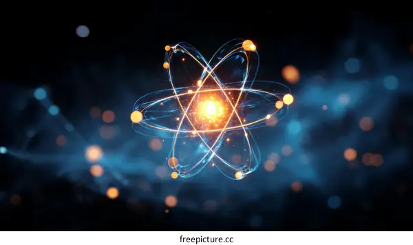 Atomic Structure Illustration in Dark Background