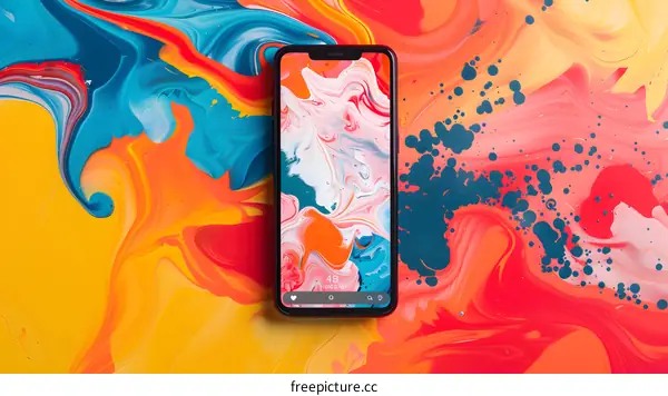 Abstract Phone Wallpaper with Swirling Paint