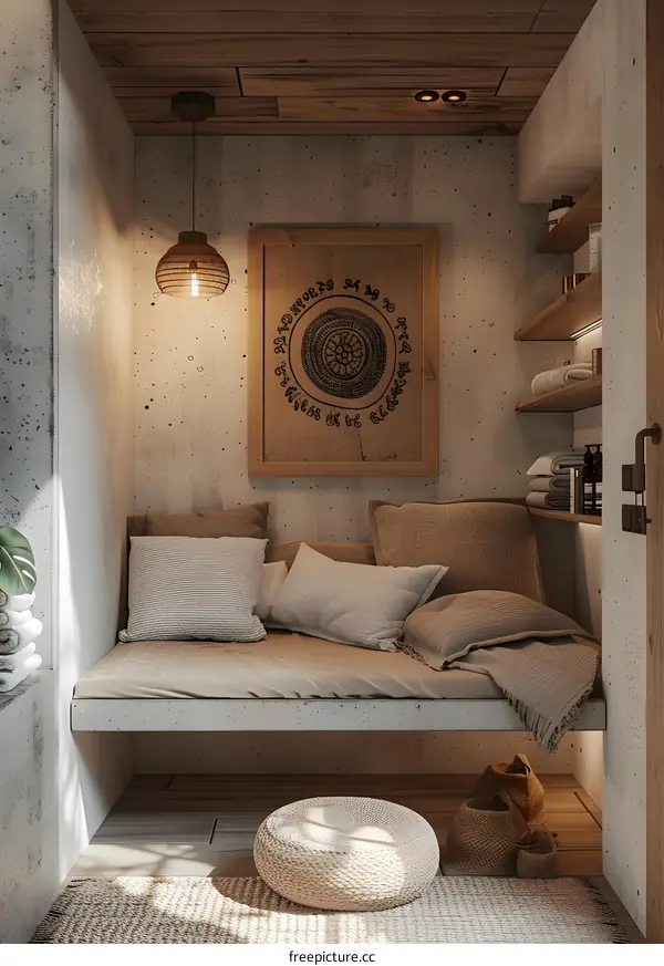 Modern Minimalist Bohemian Style Living Room Interior Design