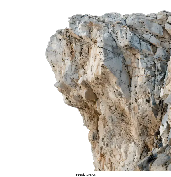 [Transparent Background PNG]Cliff Overlooking the Ocean with White Sky