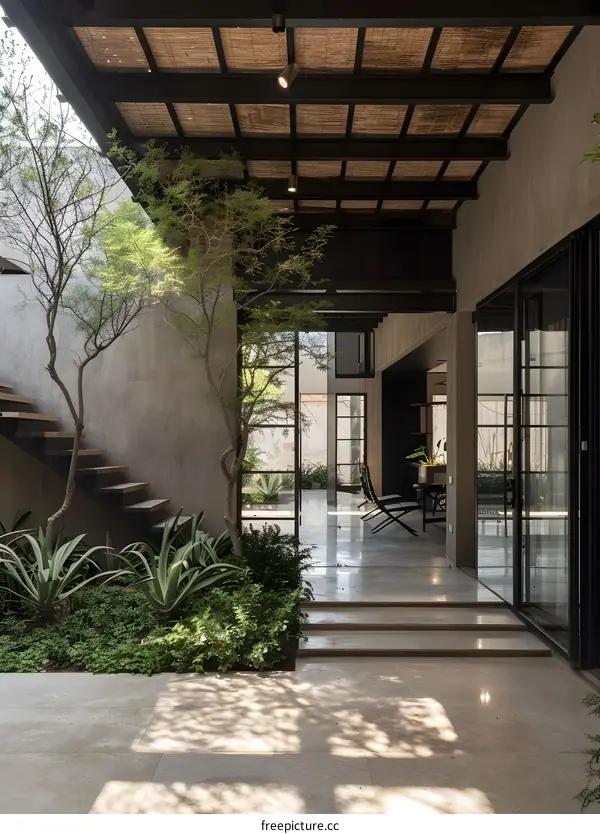 Modern Interior Design with Patio and Plants