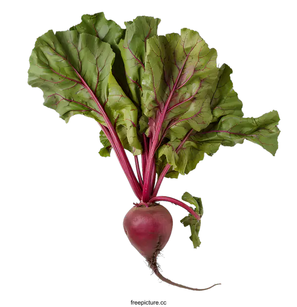 [Transparent Background PNG]Fresh Beetroot with Green Leaves on White Background