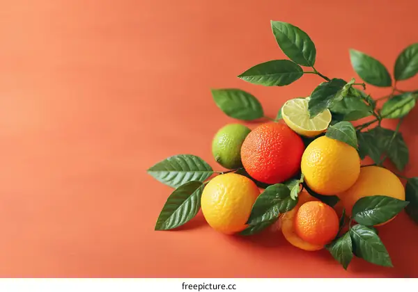 Fresh Citrus Fruits on a Branch