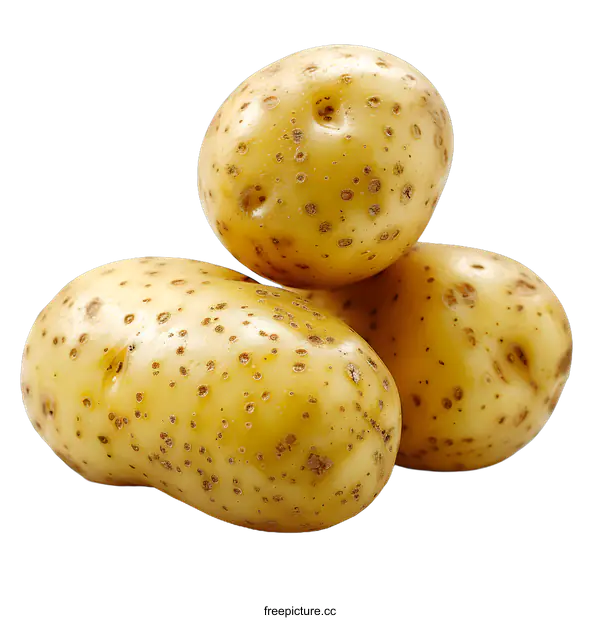 [Transparent Background PNG]Three Raw Potatoes on White Background