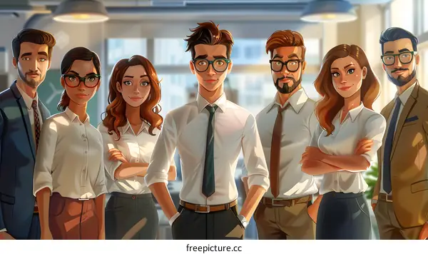 Group of business people standing together in an office