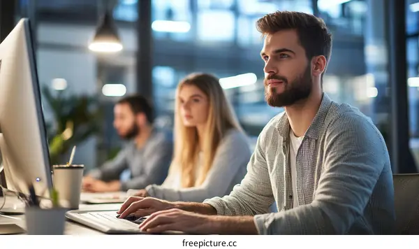 Busy Business Team Working in Office