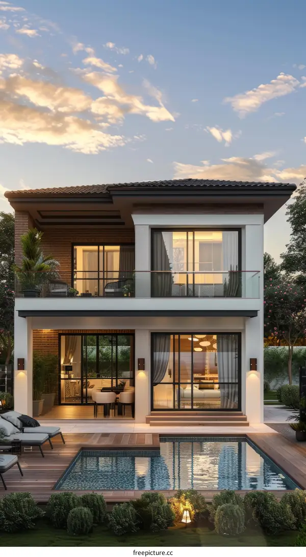 Modern Villa Exterior with Swimming Pool