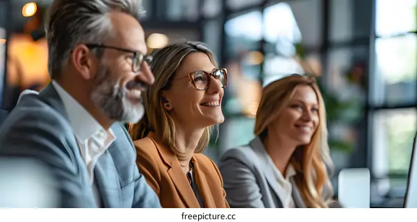 Three business people having a meeting in an office