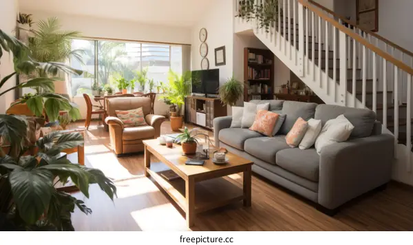 Bright and Airy Living Room with Greenery