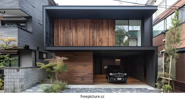Modern Black and Wood House Exterior Design