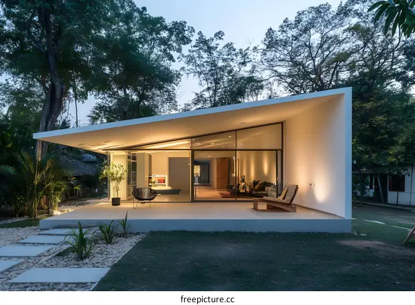 Modern Minimalist House with Large Glass Windows