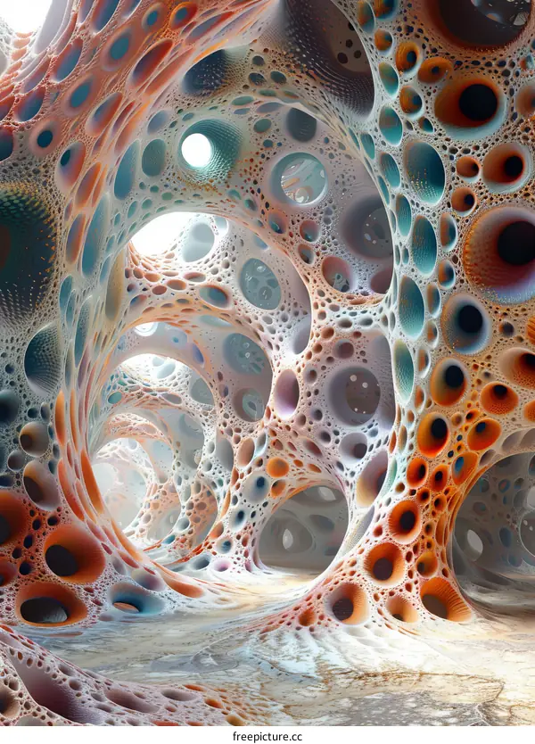 Mesmerizing 3D Cave with Colorful Organic Structures