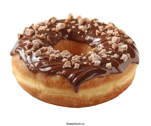 [Transparent Background PNG]Delicious Chocolate-Glazed Donut with Toppings