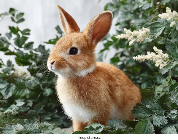 Adorable Baby Bunny in Lush Green Plants