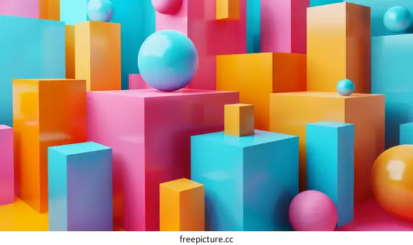 Colorful 3D Geometric Shapes