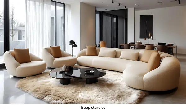 Modern Curved Sofa Living Room Interior Design
