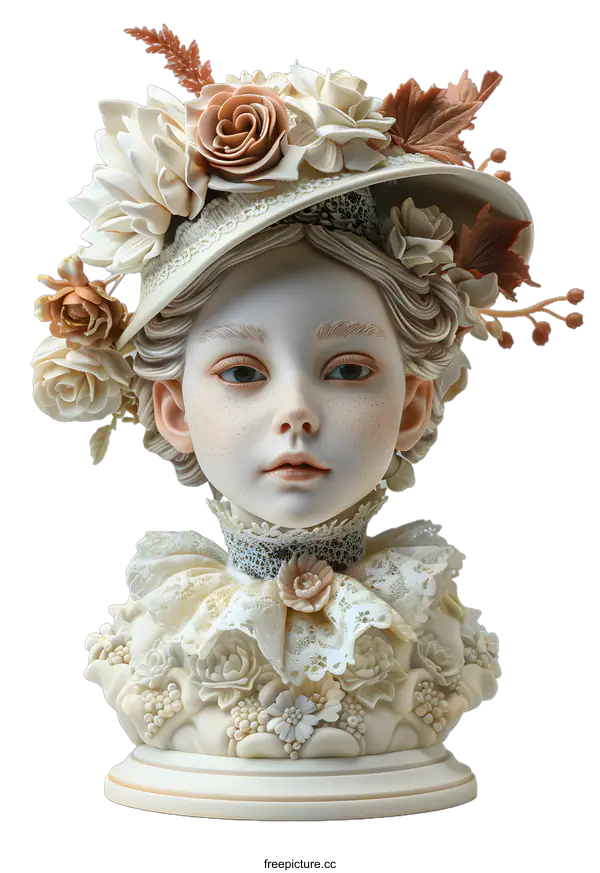 [Transparent Background PNG]A girl with a flower hat