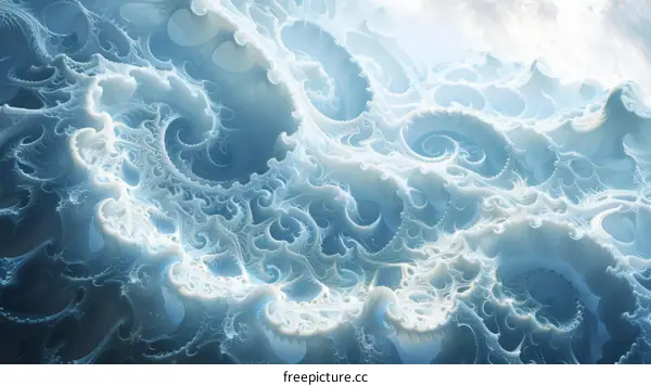 Frozen Blue Ocean Waves
