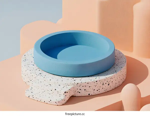 Abstract Minimalist Blue and Beige Terrazzo Podium