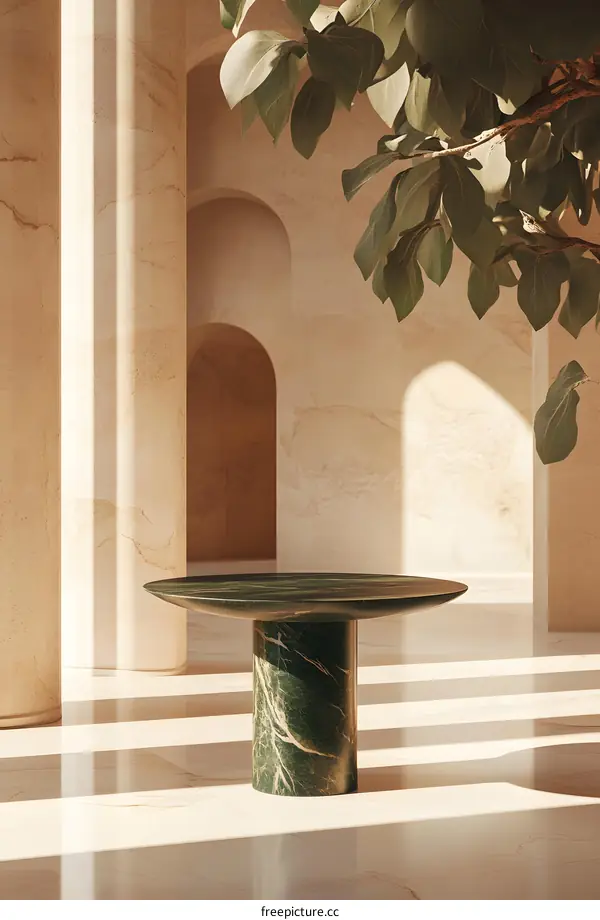 Green Marble Table Minimalist Interior Design