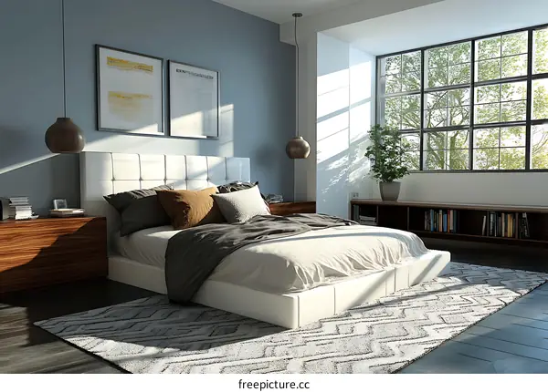 Modern Stylish Bedroom Interior Design Illustration