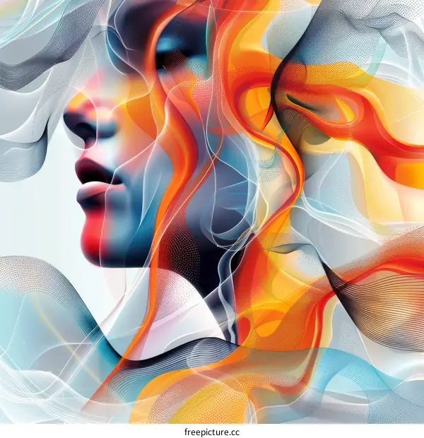 Abstract Colorful Woman Face Art