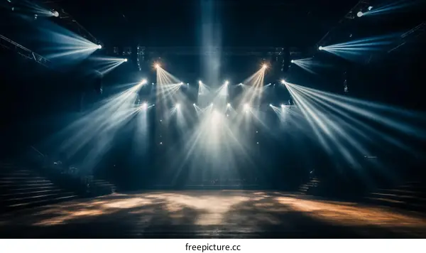 Empty Concert Stage With Bright Spotlights