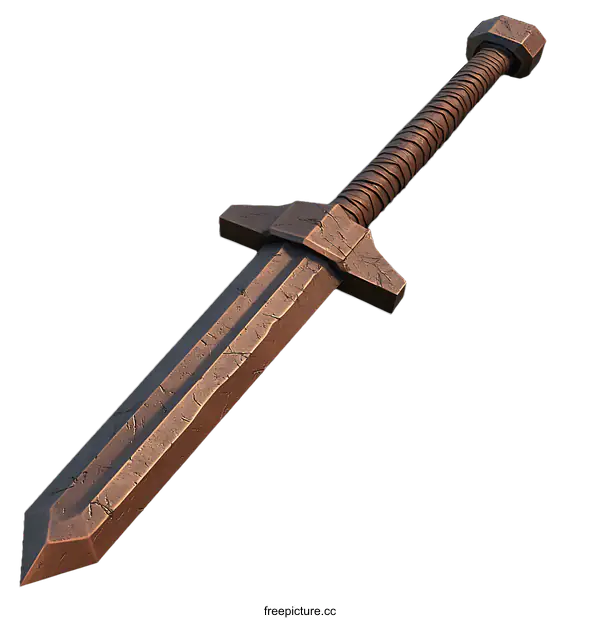 [Transparent Background PNG]Detailed 3D Model of an Ancient Sword