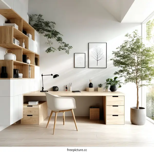 Modern Minimalist Home Office Design Illustration