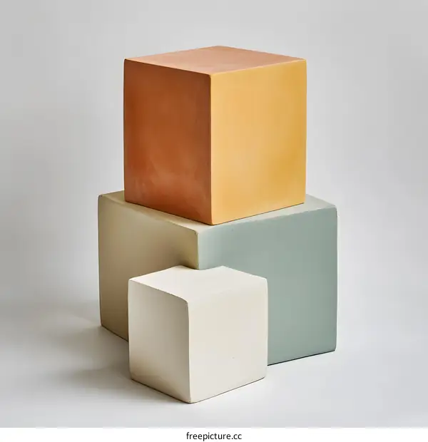 Stack of Colorful Cubes on a White Background