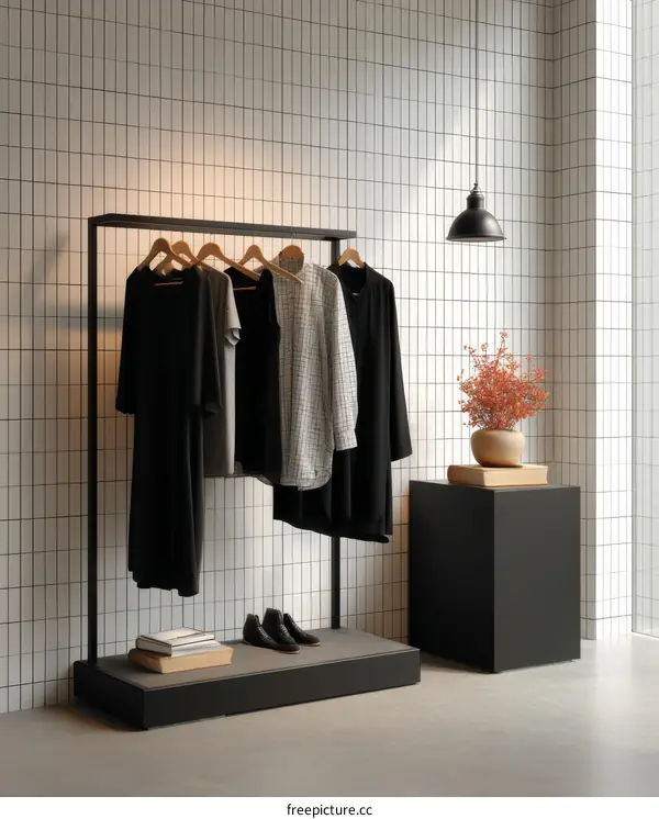 Modern Clothing Display Rack with Minimalist Style