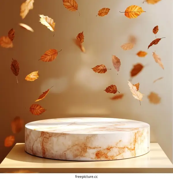 Autumn Leaves on Marble Display Pod