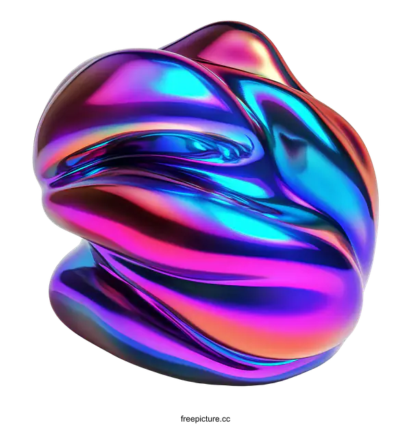 [Transparent Background PNG]Abstract Colorful Metallic Sculpture Design