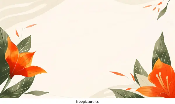 Minimalist Floral Background with Orange Flower