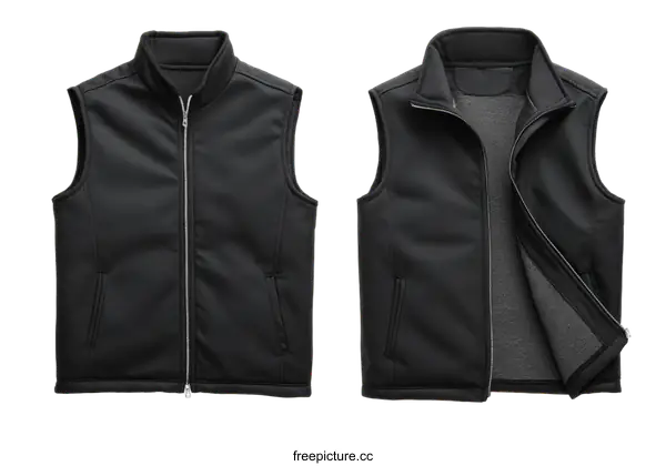 [Transparent Background PNG]Black Fleece Vest for Men