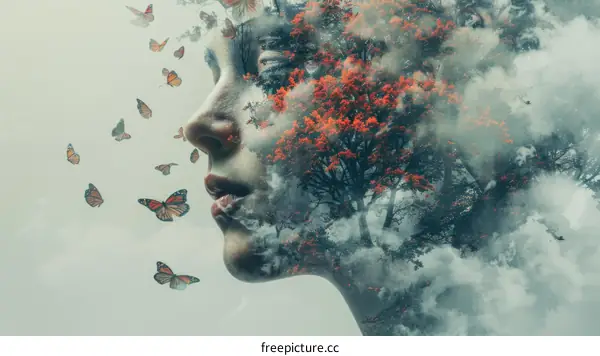 The ephemeral beauty of life is like a butterfly in the wind