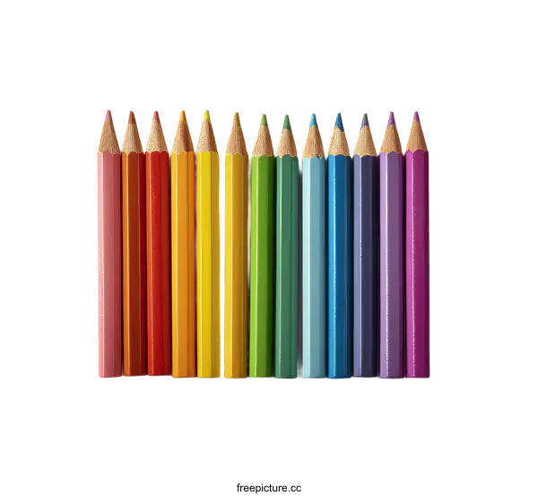 [Transparent Background PNG]Colorful Pencils Arranged in a Row