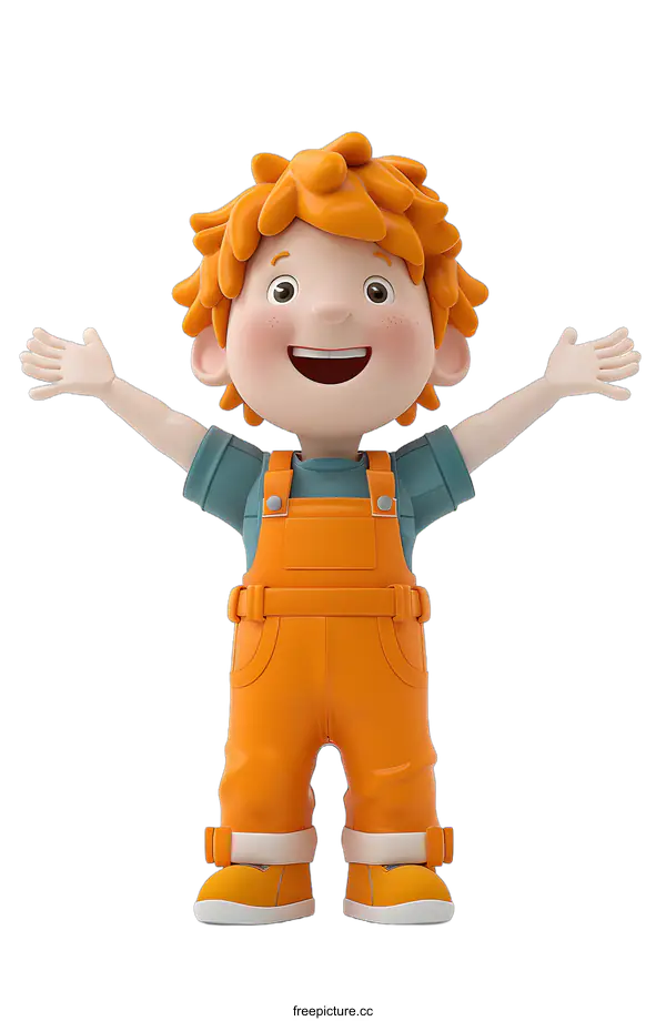 [Transparent Background PNG]3D illustration of a happy cartoon boy