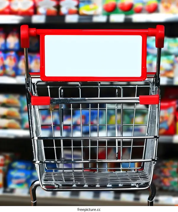 Empty Shopping Cart With Sign
