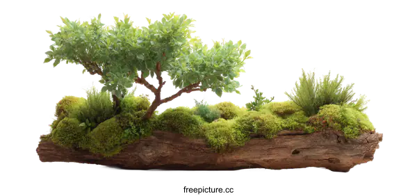 [Transparent Background PNG]Miniature Landscape on Driftwood Planter