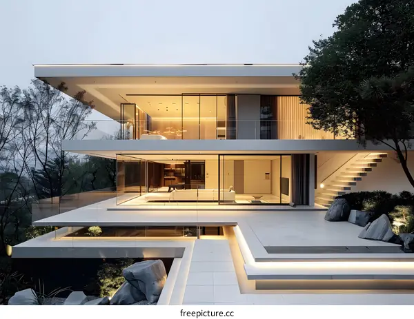 Modern Minimalist Villa with a Sleek Design and Outdoor Patio