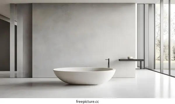 Modern Bathroom Interior Design with Freestanding Tub